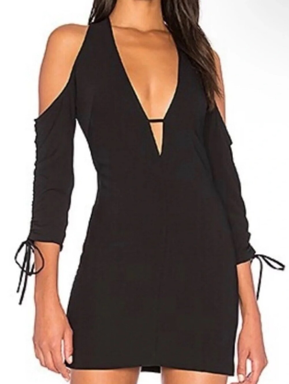 AQ/AQ Black Sleeveless V-Neck Dress